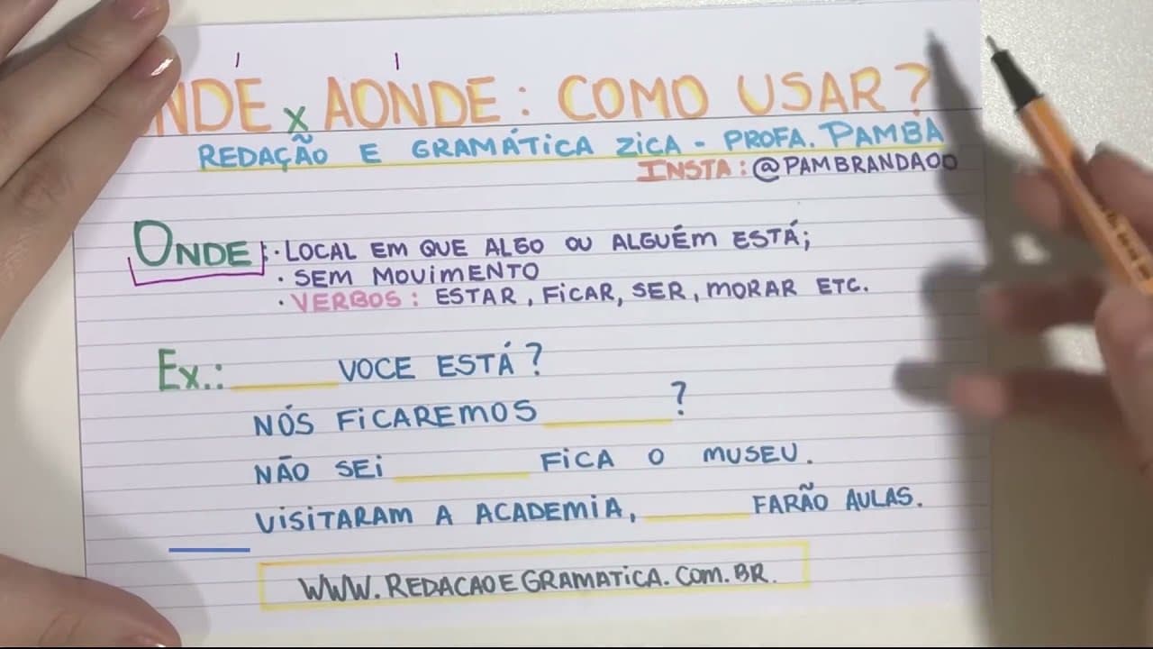 Thumbnail: ONDE E AONDE: APRENDA EM 5 MINUTOS E NUNCA MAIS ERRE! - Profa. Pamba
