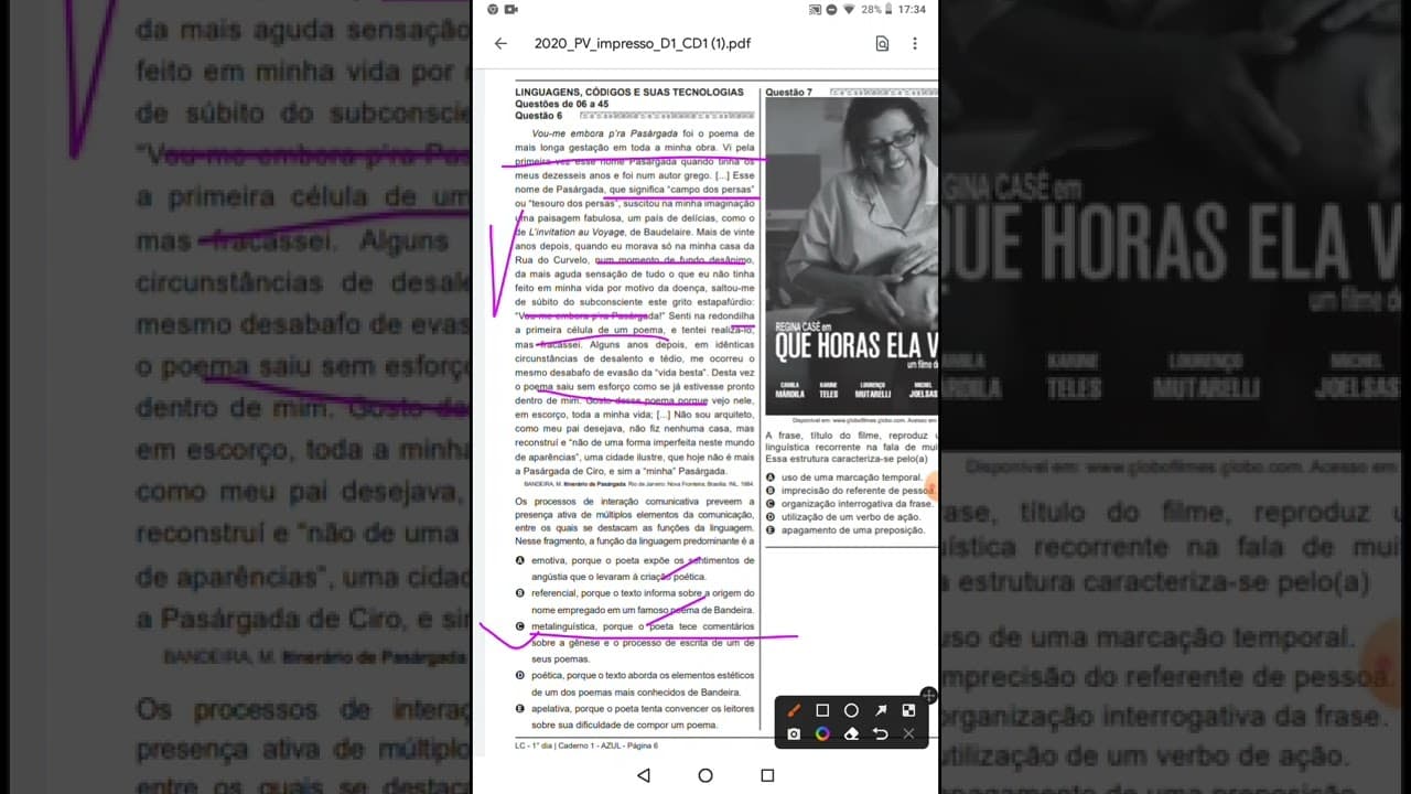 Thumbnail: Revisão Enem Linguagens 📚💖🤓 Enem 2022/Enem 2020 cader azul( 06 a 10)  1 apli