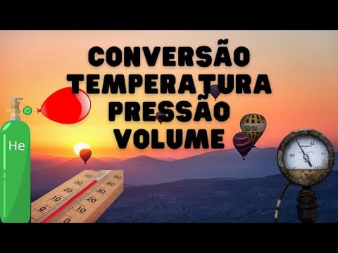 Thumbnail da aula: Conversão de Temperatura(Kelvin), Pressão(atm), Volume(litros). Explicação detalhada.