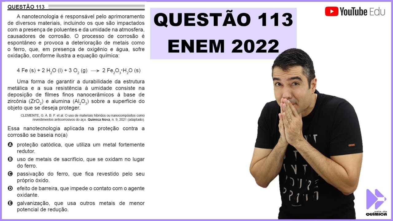 Thumbnail: QUÍMICA ENEM 2022! "A nanotecnologia é responsável pelo aprimoramento de diversos materiais ..."
