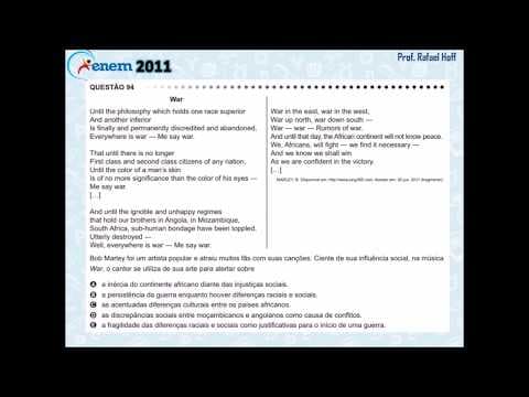 Thumbnail da aula: Inglês Enem 2011: compreensão de música (Bob Marley).