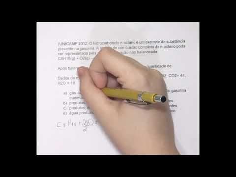 Thumbnail da aula: Questão Unicamp 2012 (QUÍMICA - Cálculos Estequiométricos e Balanceamento de Equações)