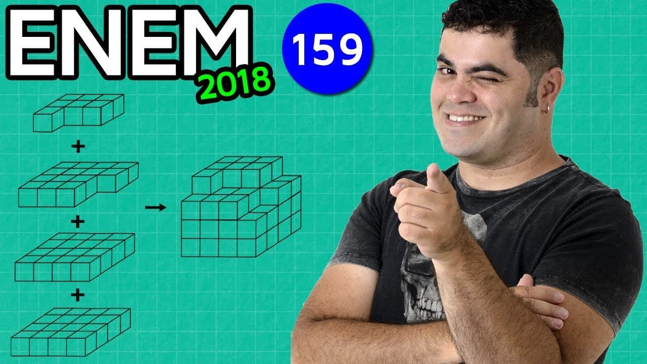 Thumbnail: 🔥 ENEM 2018 Matemática 159 👉🏻 Minecraft e a Visualização Espacial da Peça do Cubo 4 x 4 x 4