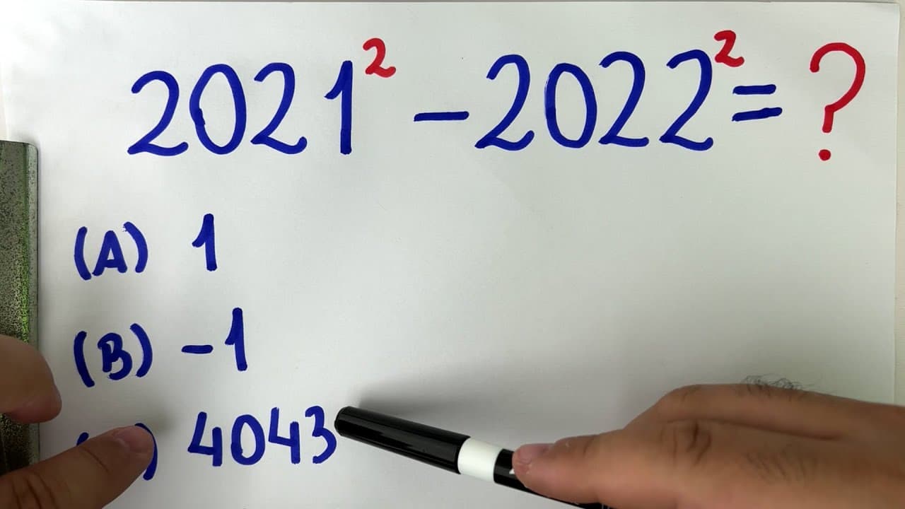 Thumbnail: 🤯 MATEMÁTICA BÁSICA DESBUGADA - Diferença de Quadrados 2021² - 2022² | Você Consegue Resolver?