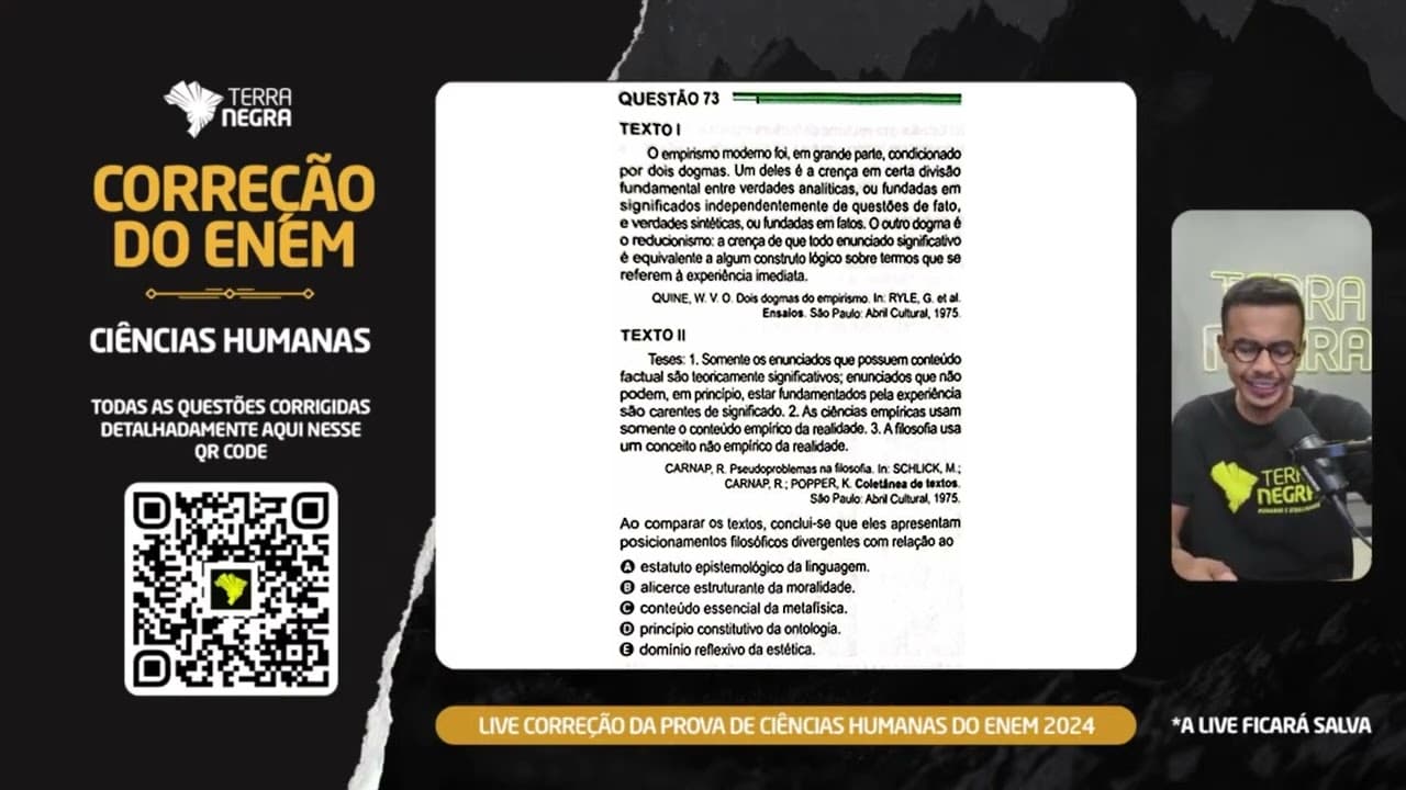 Thumbnail: ENEM 2024 - Filosofia - 73 Prova Verde