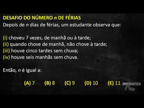 Thumbnail da aula: DESAFIO DO NÚMERO n DE FÉRIAS | Matemática Rio