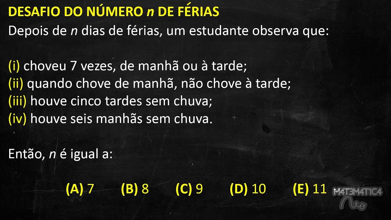 Thumbnail: DESAFIO DO NÚMERO n DE FÉRIAS | Matemática Rio