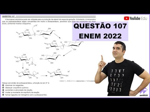 Thumbnail da aula: QUÍMICA ENEM 2022! "A biomassa celulósica pode ser utilizada para a produção de etanol de ..."