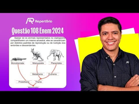 Thumbnail da aula: [ENEM 2024] Questão 108: Apesar de os animais representados no cladograma...
