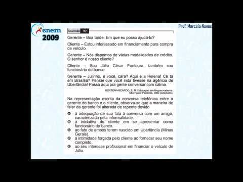 Thumbnail da aula: Enem 2009: linguagem formal x informal (conversa ao telefone).