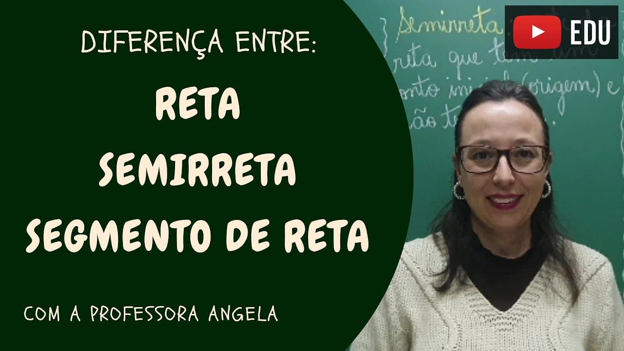 Thumbnail: Você sabe a diferença entre: RETA, SEMIRRETA e SEGMENTO DE RETA - Professora Angela
