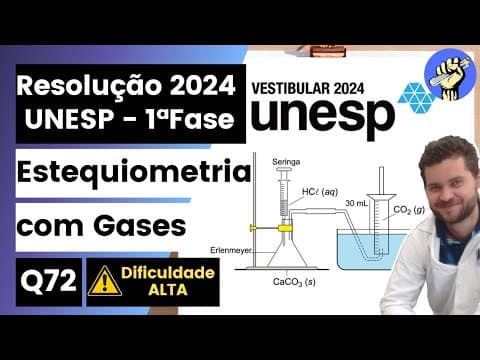 Thumbnail da aula: ✏️UNESP 2024 | A montagem de laboratório ilustrada na figura destina-se à coleta e medida do volume