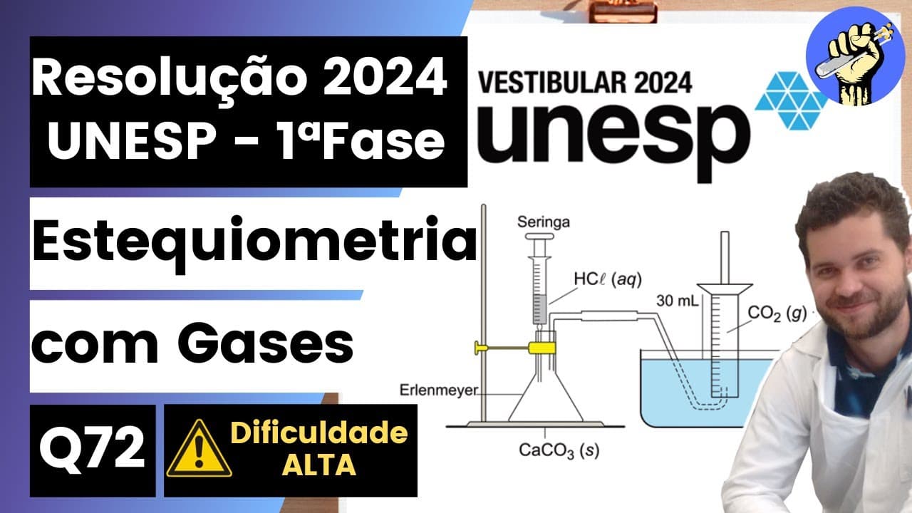 Thumbnail: ✏️UNESP 2024 | A montagem de laboratório ilustrada na figura destina-se à coleta e medida do volume