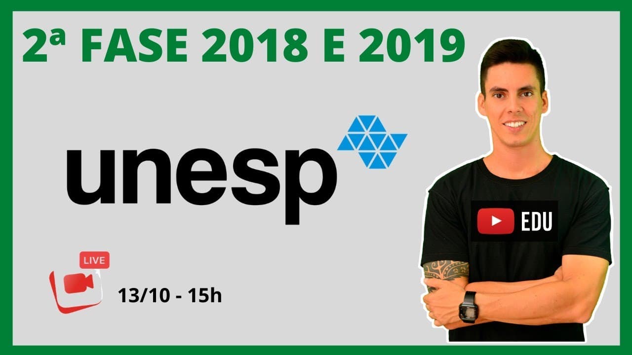 Thumbnail: LIVE DE CORREÇÃO UNESP - 2ª FASE 2018 E 2019