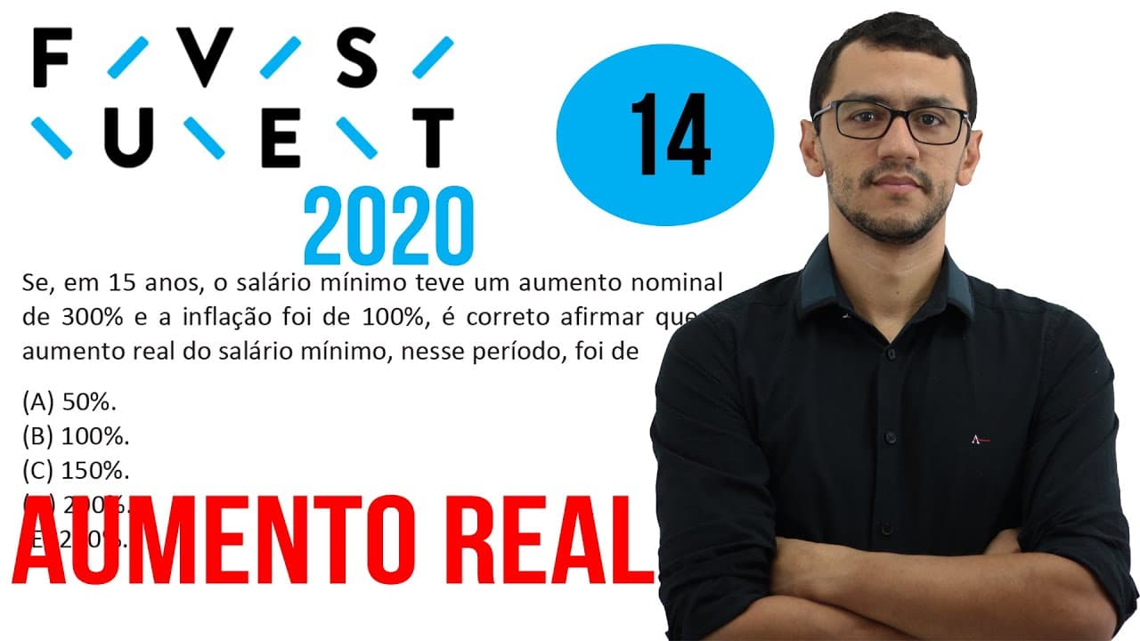 Thumbnail: FUVEST 2020  | Questão 14 | Aumento real e nominal