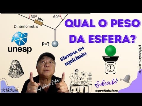 Thumbnail da aula: UNESP - Como calcular força num sistema em equilíbrio! @ProfAdetiam
