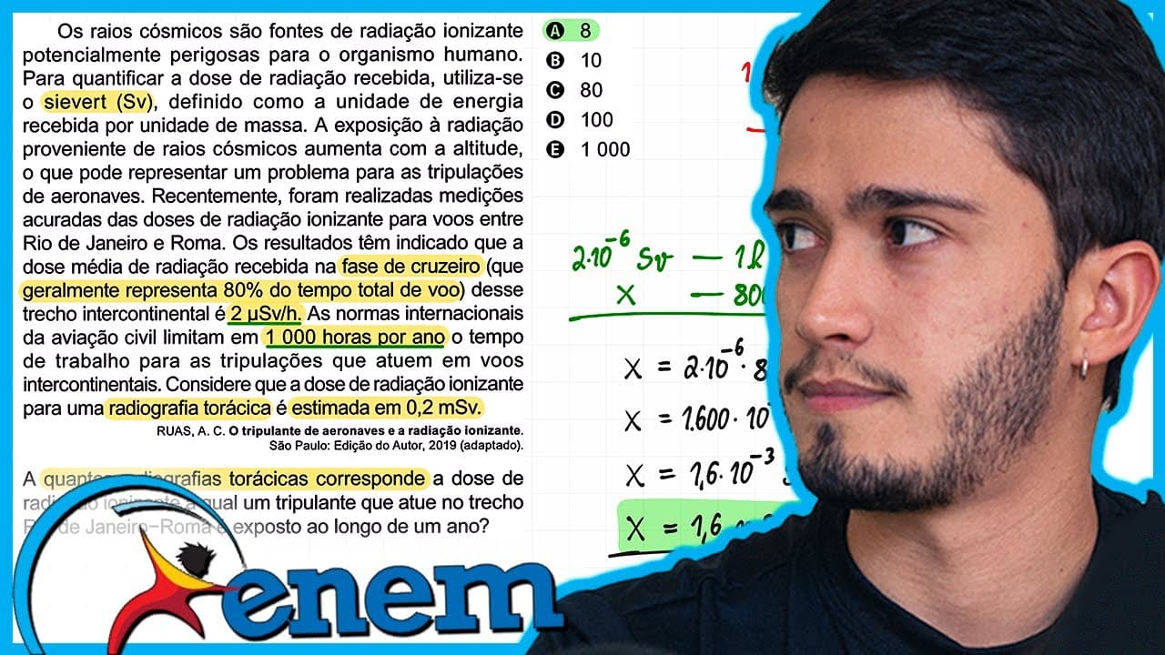 Thumbnail: ENEM 2023 - Os raios cósmicos são fontes de radiação ionizante potencialmente perigosas para o organ