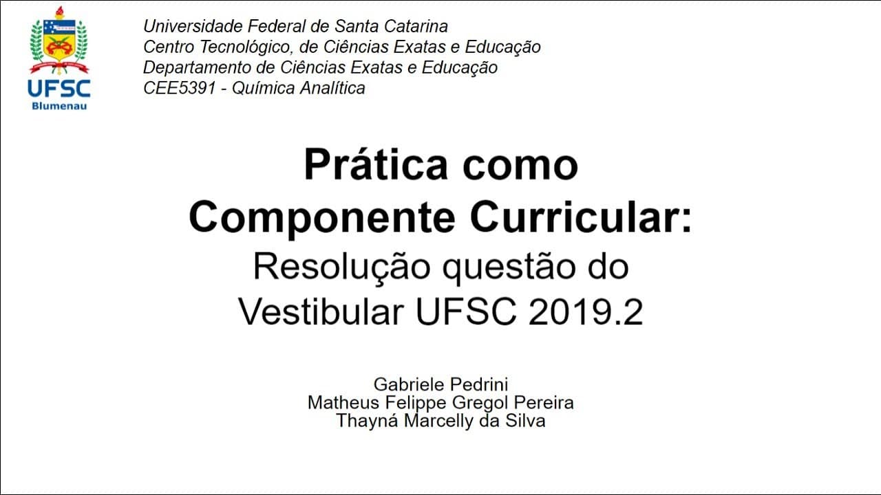 Thumbnail: Química - Resolução questão vestibular UFSC 2019-2
