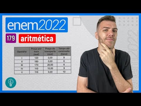 Thumbnail da aula: ENEM 2022 - Q179 - Uma pessoa precisa contratar um operário para fazer um serviço em... - ARITMÉTICA