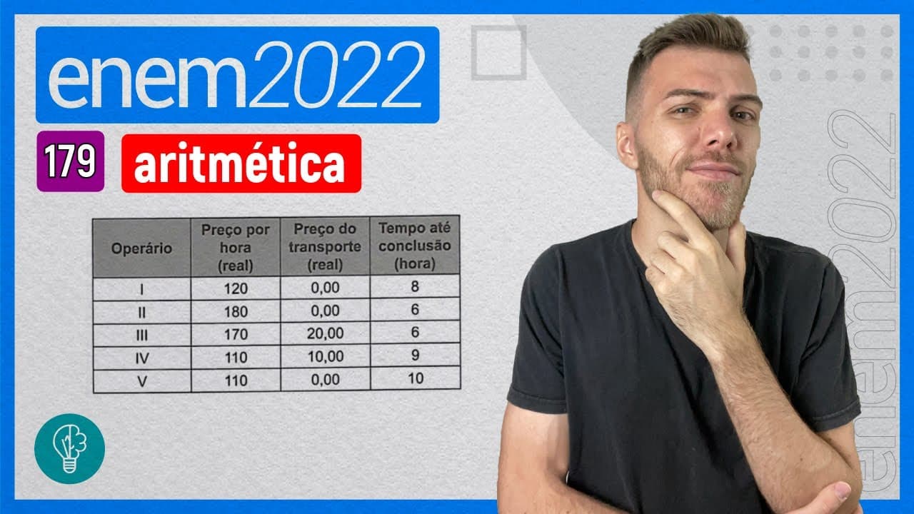 Thumbnail: ENEM 2022 - Q179 - Uma pessoa precisa contratar um operário para fazer um serviço em... - ARITMÉTICA