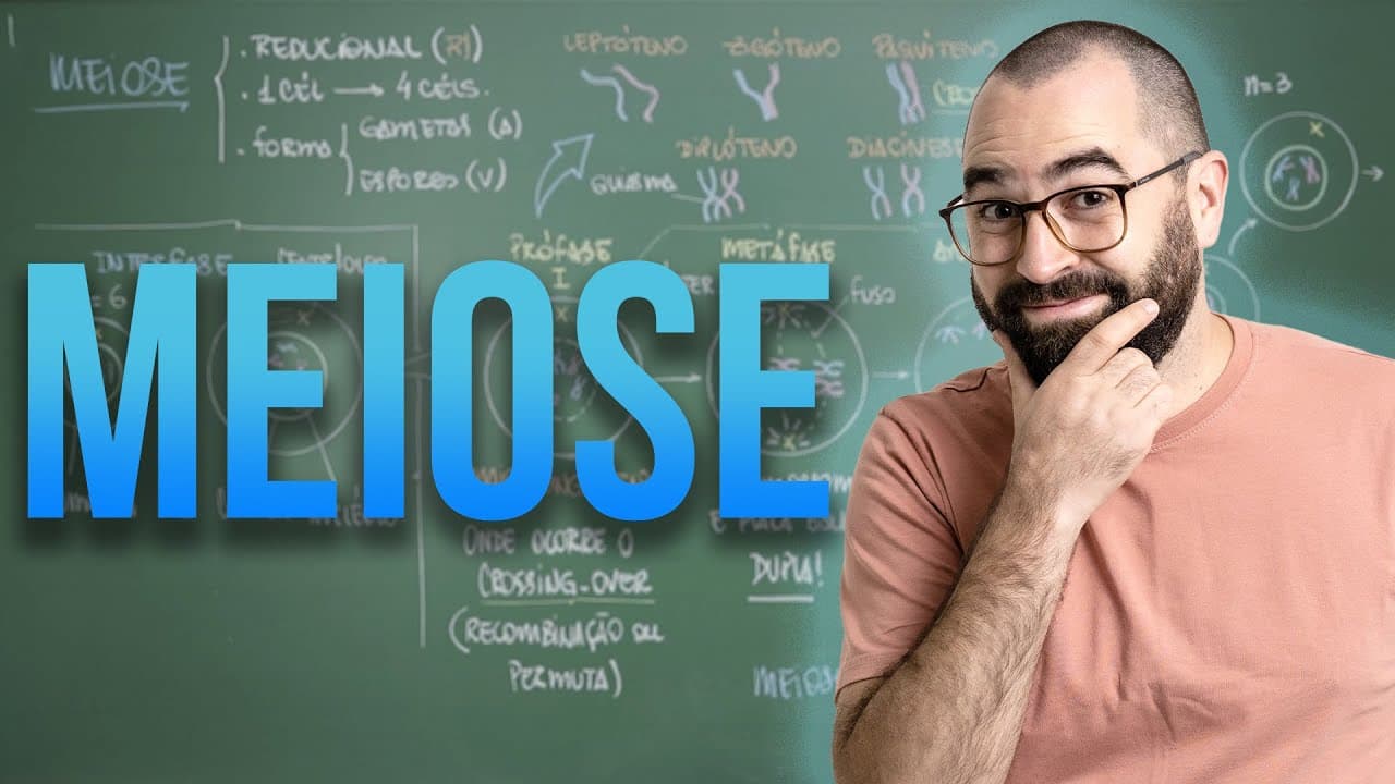 Thumbnail: Título da aula: Meiose - Aula 34 - Módulo 1 - Biologia Celular | Prof. Guilherme
