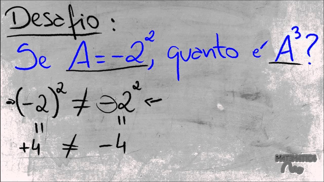 Thumbnail: DESAFIO: Se A = -2², quanto é A³? | Matemática Rio