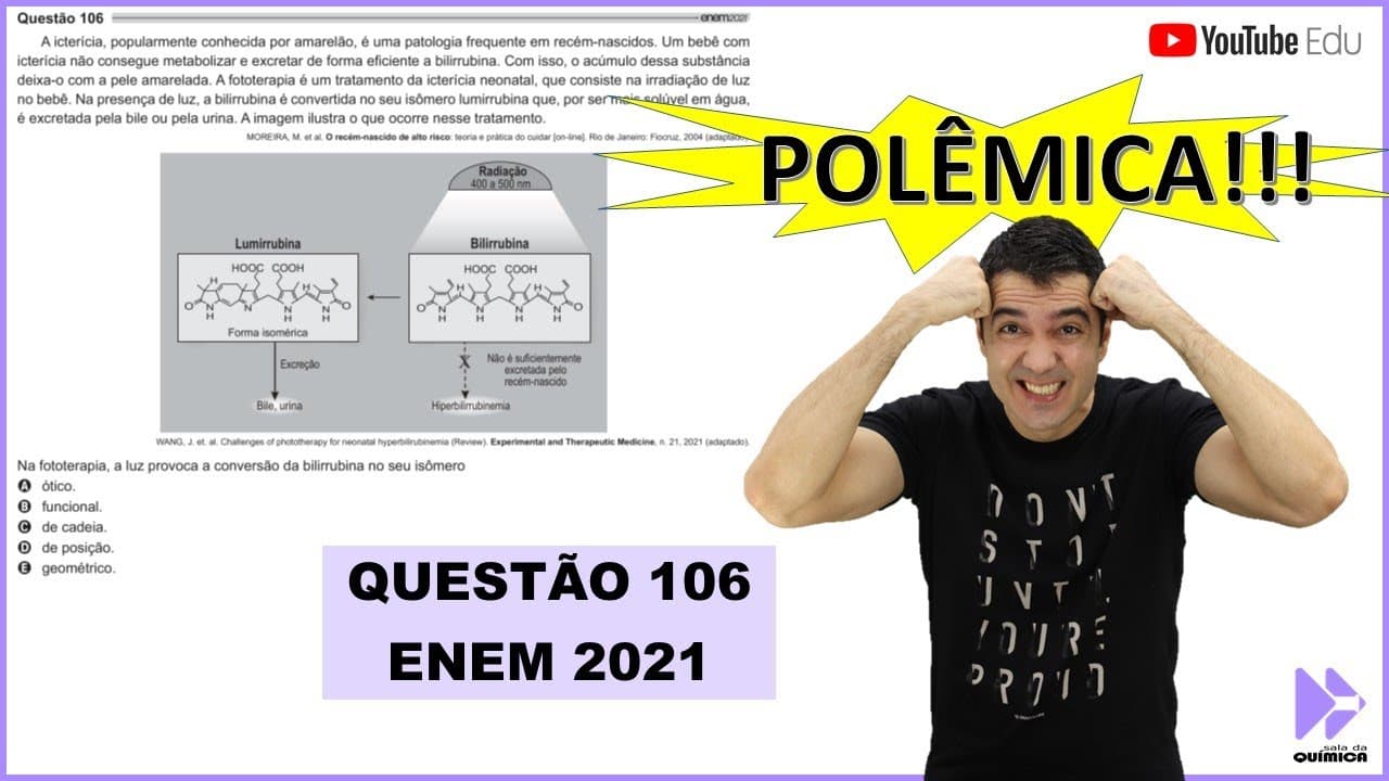 Thumbnail: A QUESTÃO MAIS POLÊMICA DO ENEM 2021!!! "A icterícia, popularmente conhecida por amarelão..."
