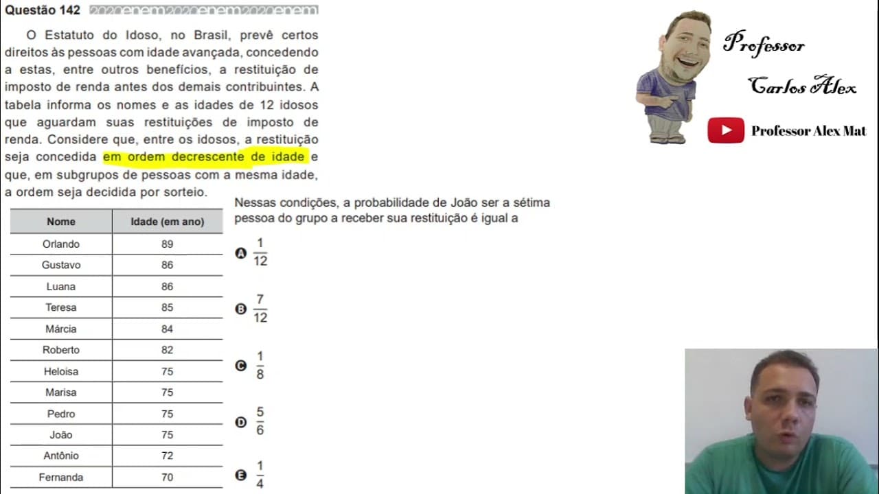 Thumbnail: (ENEM 2020) O Estatuto do Idoso, no Brasil, prevê certos direitos às pessoas com idade avançada,