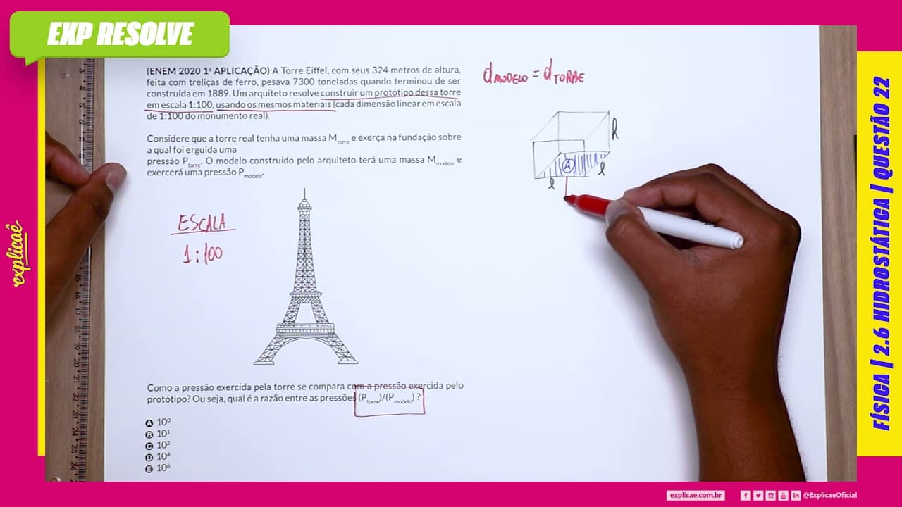 Thumbnail: A TORRE EIFFEL, COM SEUS 324 METROS DE ALTURA, FEITA COM TRELIÇAS DE FERRO, (...) | HIDROSTÁTICA