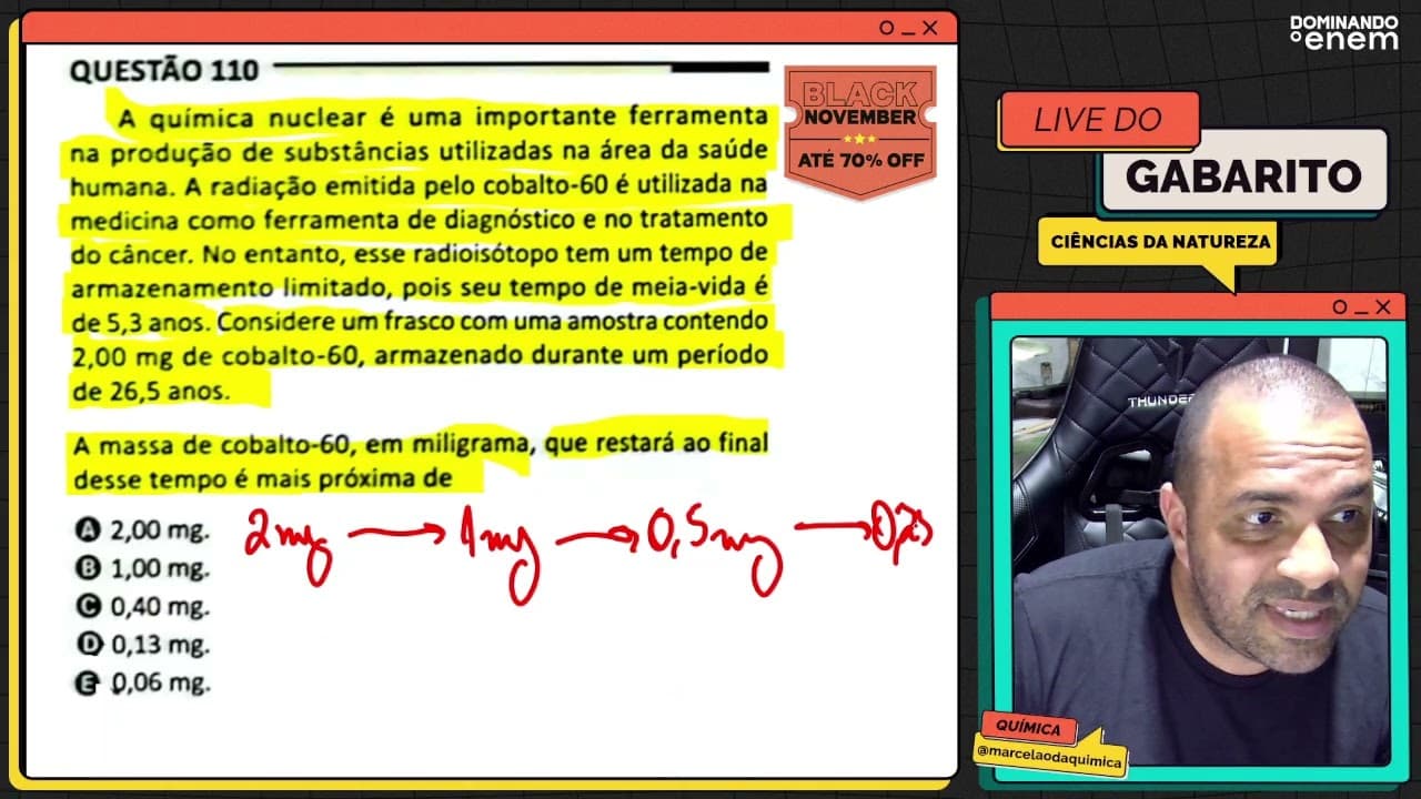 Thumbnail: ENEM 2025: A química nuclear é uma importante ferramenta na produção de substâncias utilizadas na
