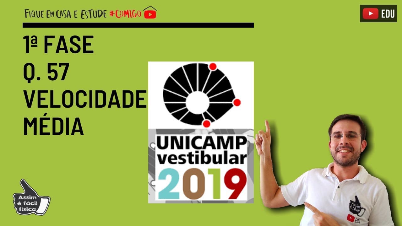 Thumbnail: UNICAMP 2019 - 1a fase | Questão 57 | Velocidade Média #youtubeedu #unicamp