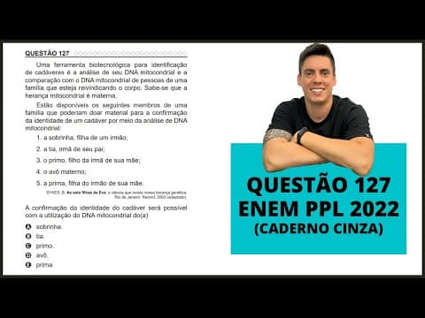 Thumbnail da aula: BIOLOGIA ENEM PPL 2022! "Uma ferramenta biotecnológica para identificação de cadáveres..."