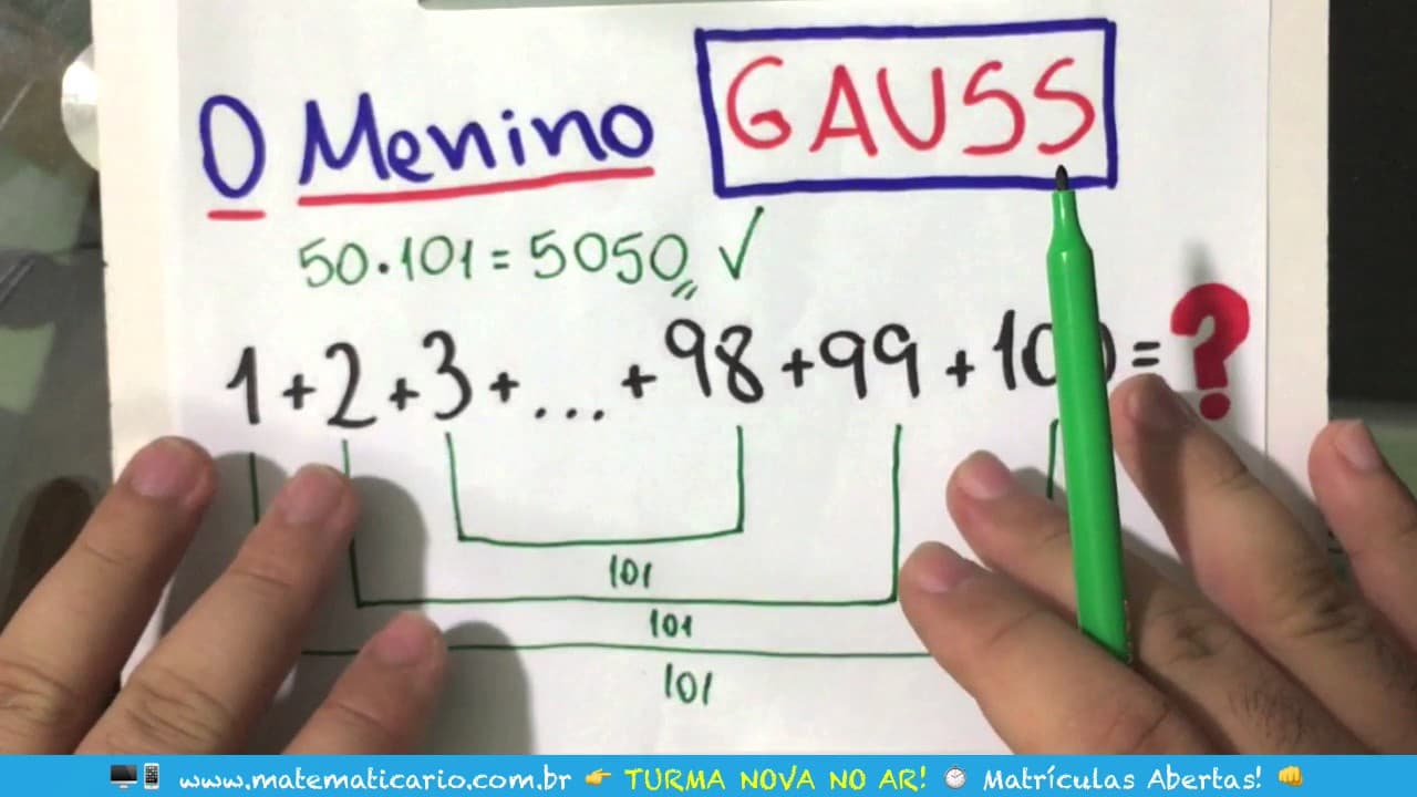 Thumbnail: ⏱ Soma dos Termos de uma Progressão Aritmética e Gauss 👉 Minuto Matemática