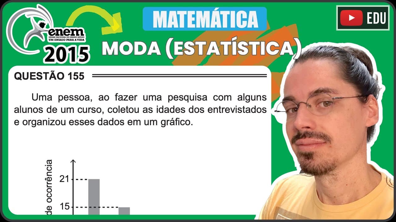 Thumbnail: [ENEM 2015 PPL] 155 📘 MODA Uma pessoa, ao fazer uma pesquisa com alguns alunos de um curso, coletou