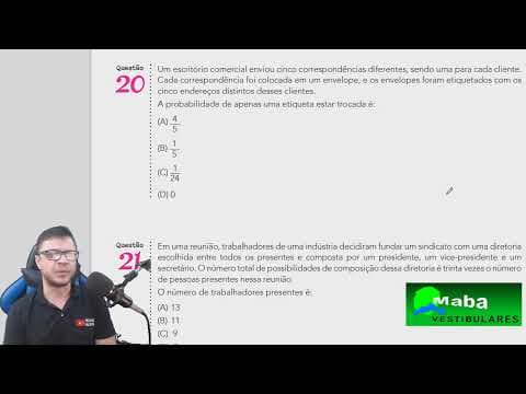 Thumbnail da aula: MABA VESTIBULARES  -  PROBABILIDADE  -  UERJ  -  2021  -  QUESTÃO 20  -  Com prof. Valentim