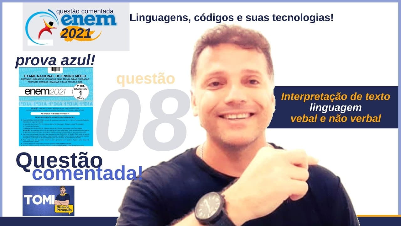 Thumbnail: Questão comentada. #Enem2021: linguagem verbal e não verbal
