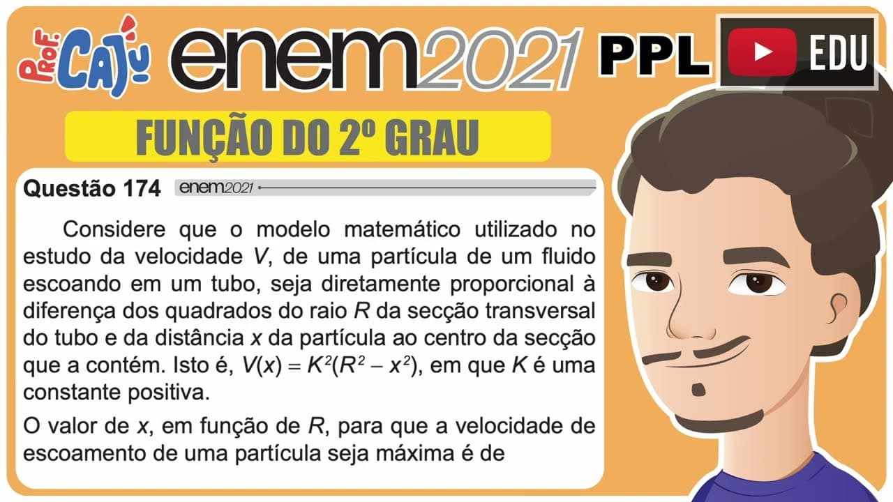 Thumbnail: [ENEM 2021 PPL] 174 📘 FUNÇÃO DO 2º GRAU Considere que o modelo matemático utilizado no estudo da