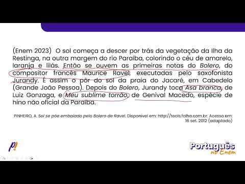 Thumbnail da aula: ENEM 2023 - INTERPRETAÇÃO E INFERÊNCIA DE TEXTOS | O sol começa a descer por trás da vegetação...