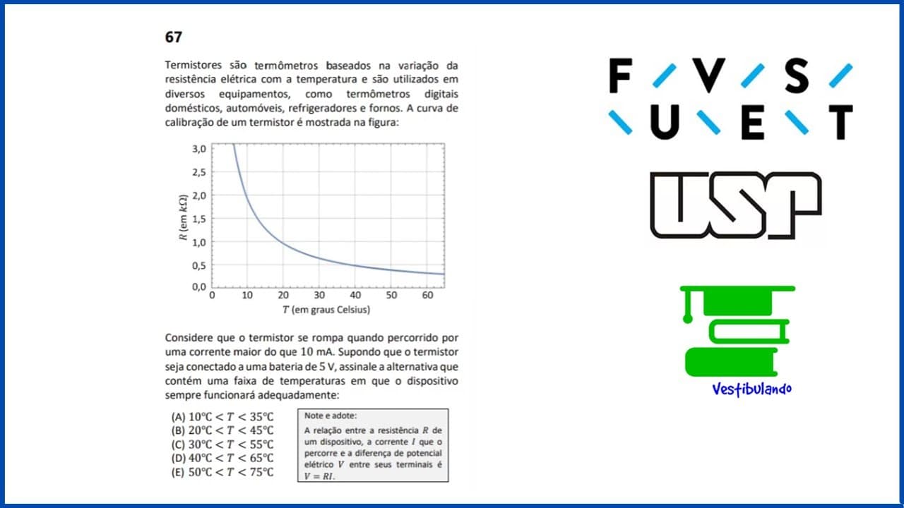 Thumbnail: RESOLUÇÃO Fuvest 2023 | Física - Temperatura e Eletricidade | Vestibulando
