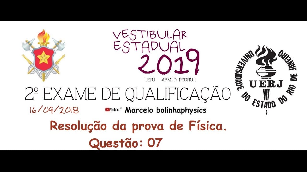 Thumbnail: Resolução da prova de FÍSICA – 2° EXAME DE QUALIFICAÇÃO – UERJ 2019. Questão 07.