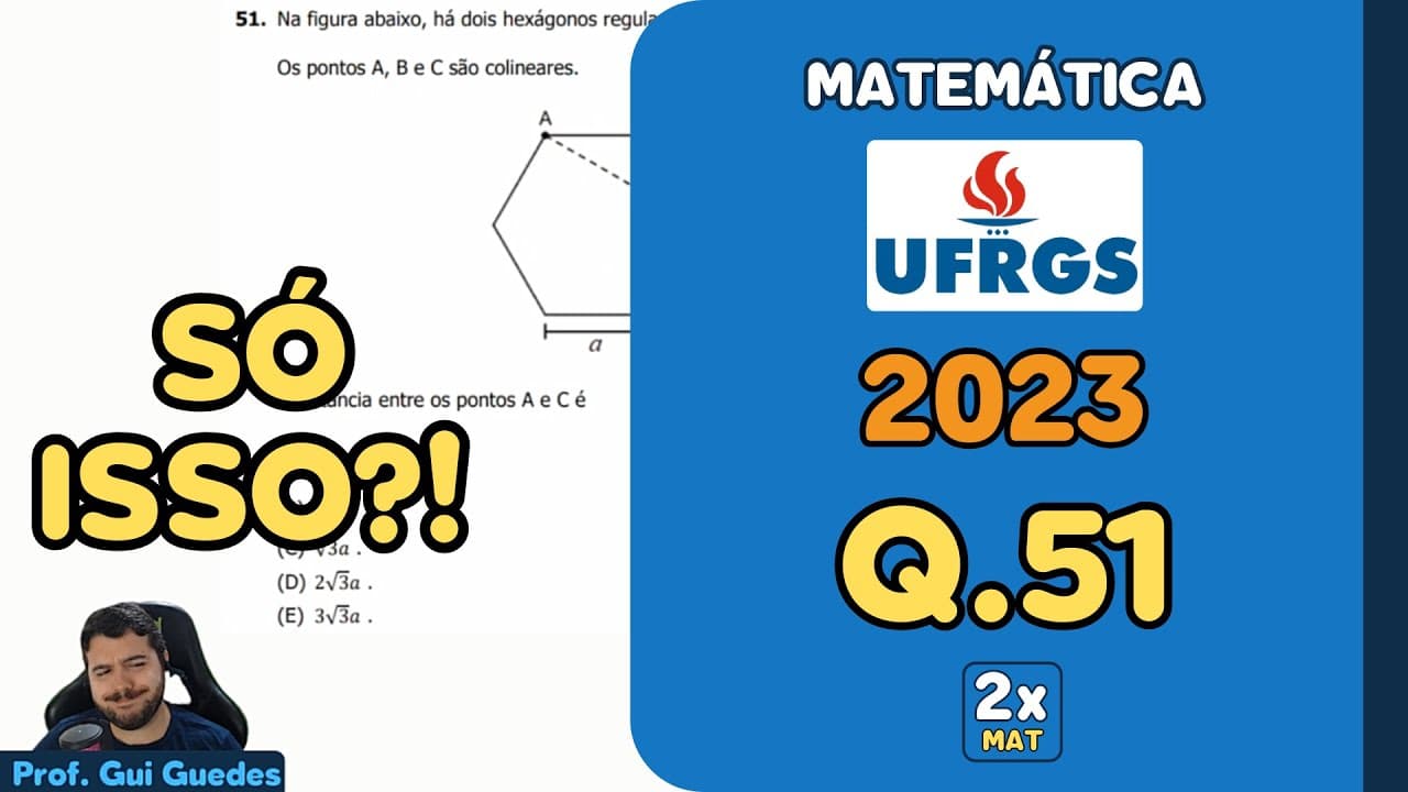 Thumbnail: Resolução Matemática UFRGS 2023 - Questão 51 | Matemática em Dobro