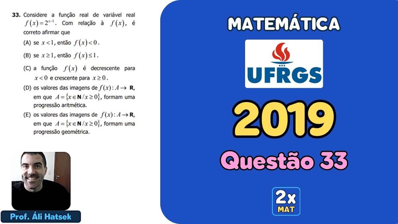Thumbnail: Resolução Matemática UFRGS 2019 - Questão 33 | Matemática em Dobro
