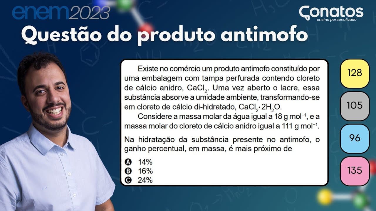 Thumbnail: 🧪 Questão do produto antimofo: Enem 2023 Química - Sais hidratados