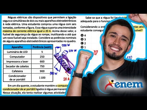 Thumbnail da aula: ENEM 2025 - Réguas elétricas são dispositivos que permitem a ligação segura e simultânea de dois ou