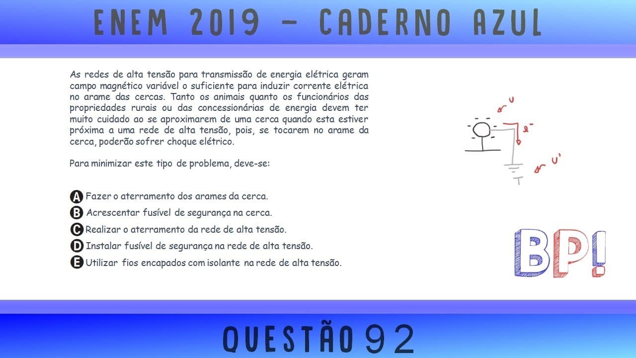 Thumbnail: #Enem2019 — Caderno azul, questão 92 (Eletrodinâmica)