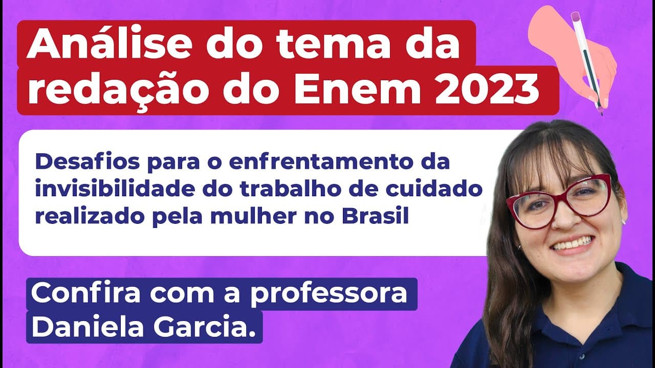 Thumbnail: ANÁLISE DO TEMA DA REDAÇÃO DO ENEM 2023: abordagens e recortes possíveis | Profa. Daniela Garcia