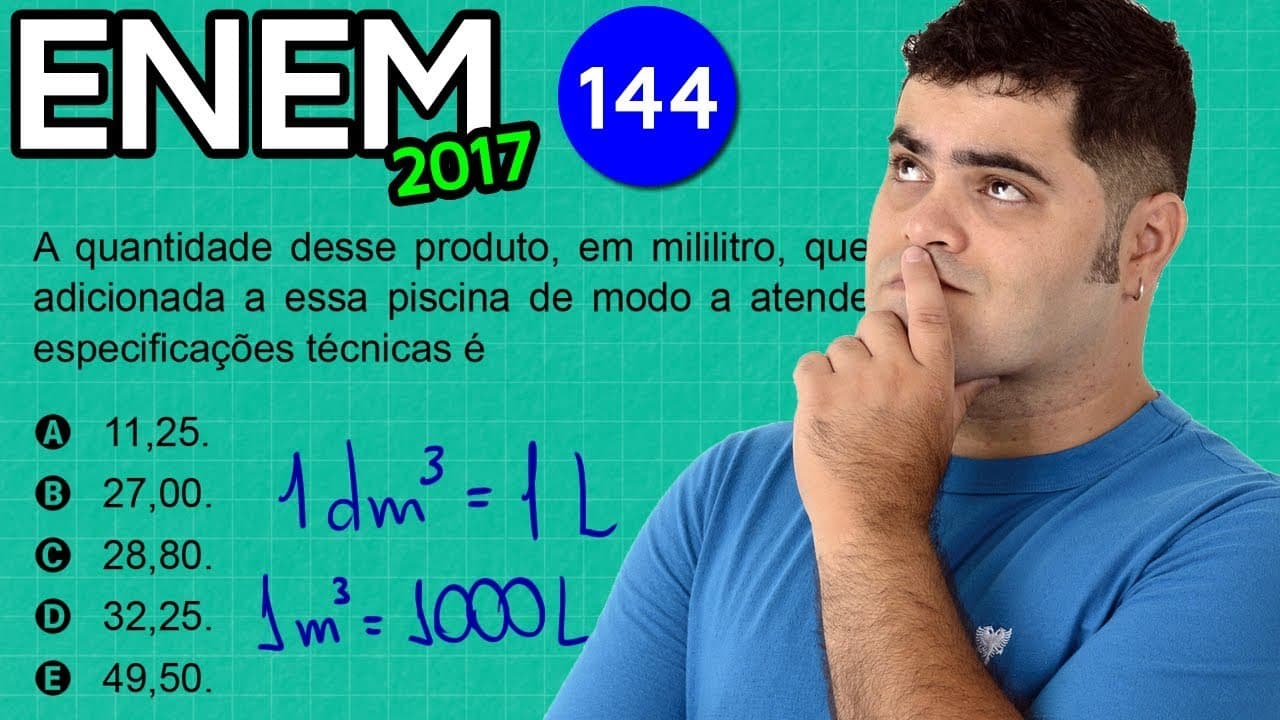 Thumbnail: 🔥 ENEM 2017 Matemática #09 👉 Unidades de Medida de Volume e Capacidade da Piscina