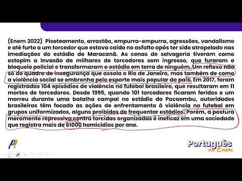 Thumbnail da aula: ENEM 2022 - INTERPRETAÇÃO E INFERÊNCIA DE TEXTOS | Pisoteamento, arrastão, empurra-empurra...
