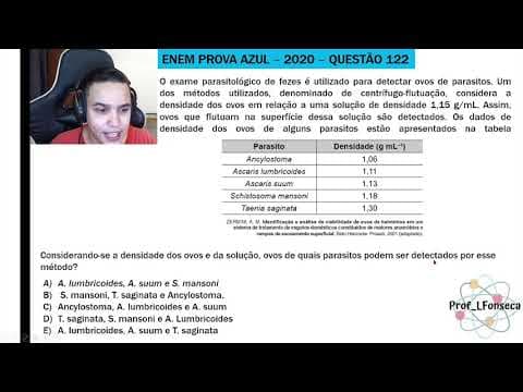 Thumbnail da aula: ENEM 2020 - O exame parasitológico de fezes é utilizado para detectar ovos de parasitos. Um dos