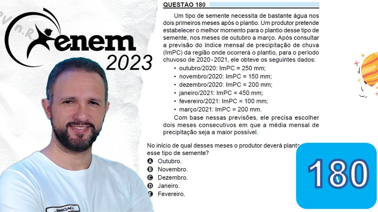 Thumbnail: RESOLUÇÃO DO ENEM 2023 | MATEMÁTICA | CADERNO AZUL - Questão 180